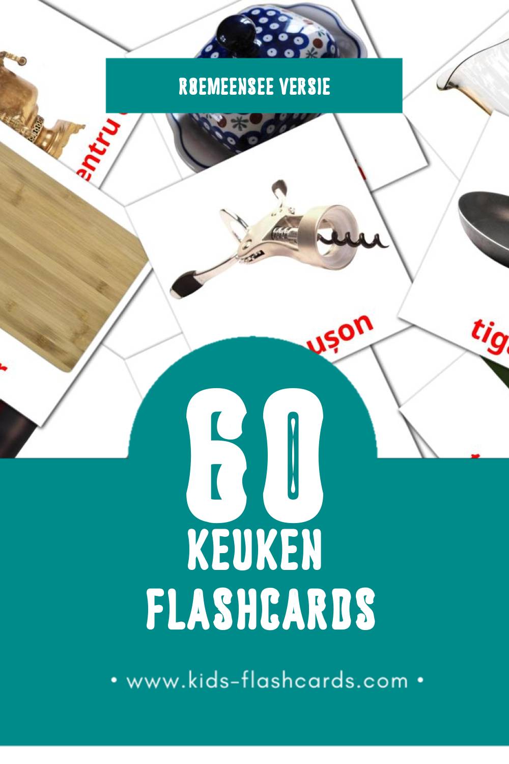 Visuele Bucătărie  Flashcards voor Kleuters (60 kaarten in het Roemeense)