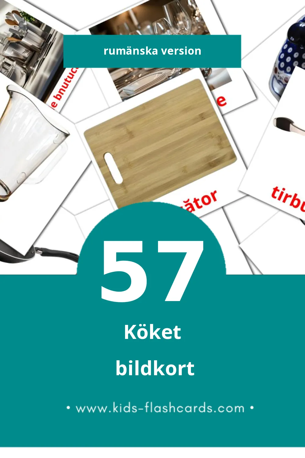 Visuella Bucătărie  för småbarn (57 bildkort för barn på Rumänska)