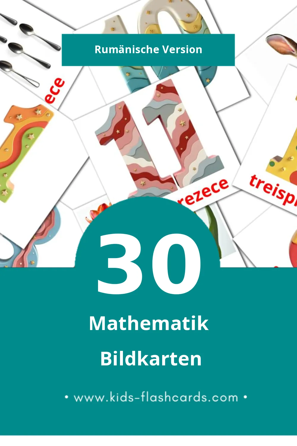 Visual Matematică Flashcards für Kleinkinder (30 Karten in Rumänisch)