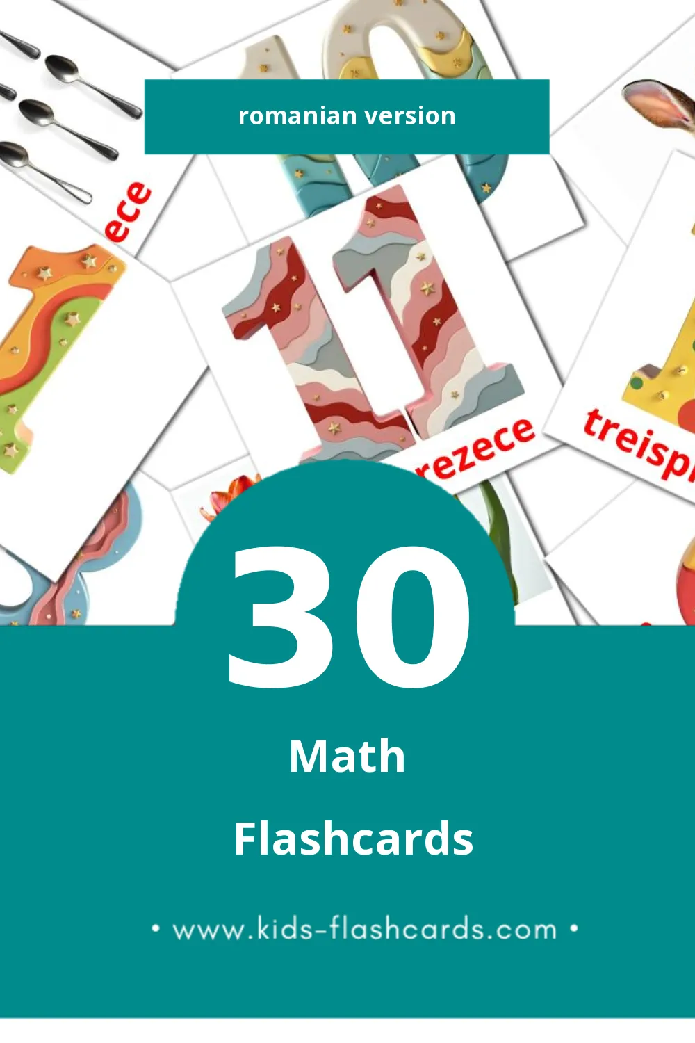 Visual Matematică Flashcards for Toddlers (30 cards in Romanian)