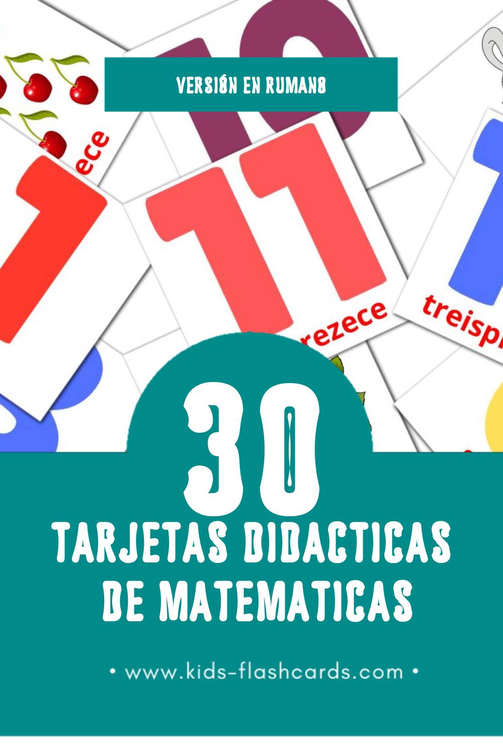Tarjetas visuales de Matematică para niños pequeños (30 tarjetas en Rumano)