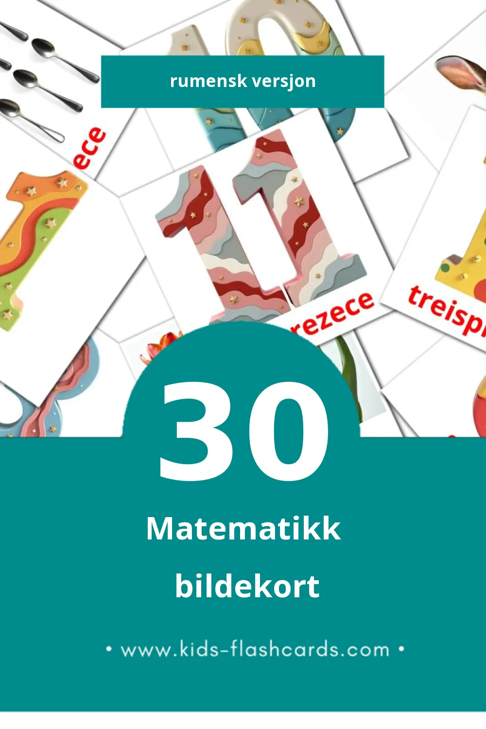 Visuelle Matematică bildekort for småbarn (30 kort på Rumensk)