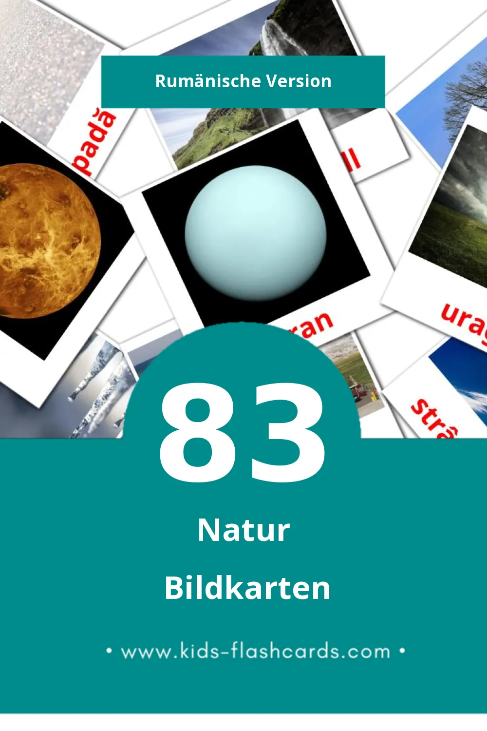 Visual Natura Flashcards für Kleinkinder (83 Karten in Rumänisch)