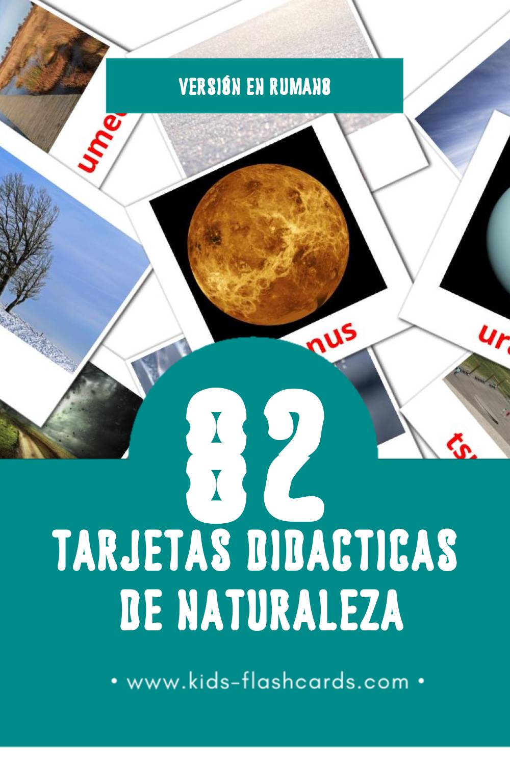 Tarjetas visuales de Natura para niños pequeños (82 tarjetas en Rumano)