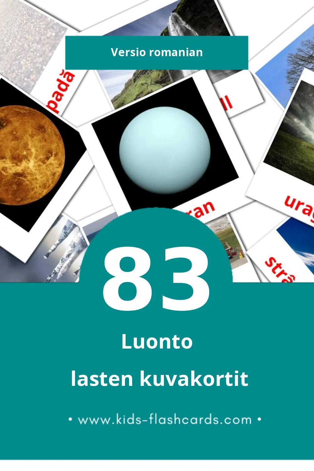 Natura lasten kuvakortit pikkulapsille (83 korttia Romanianksi)