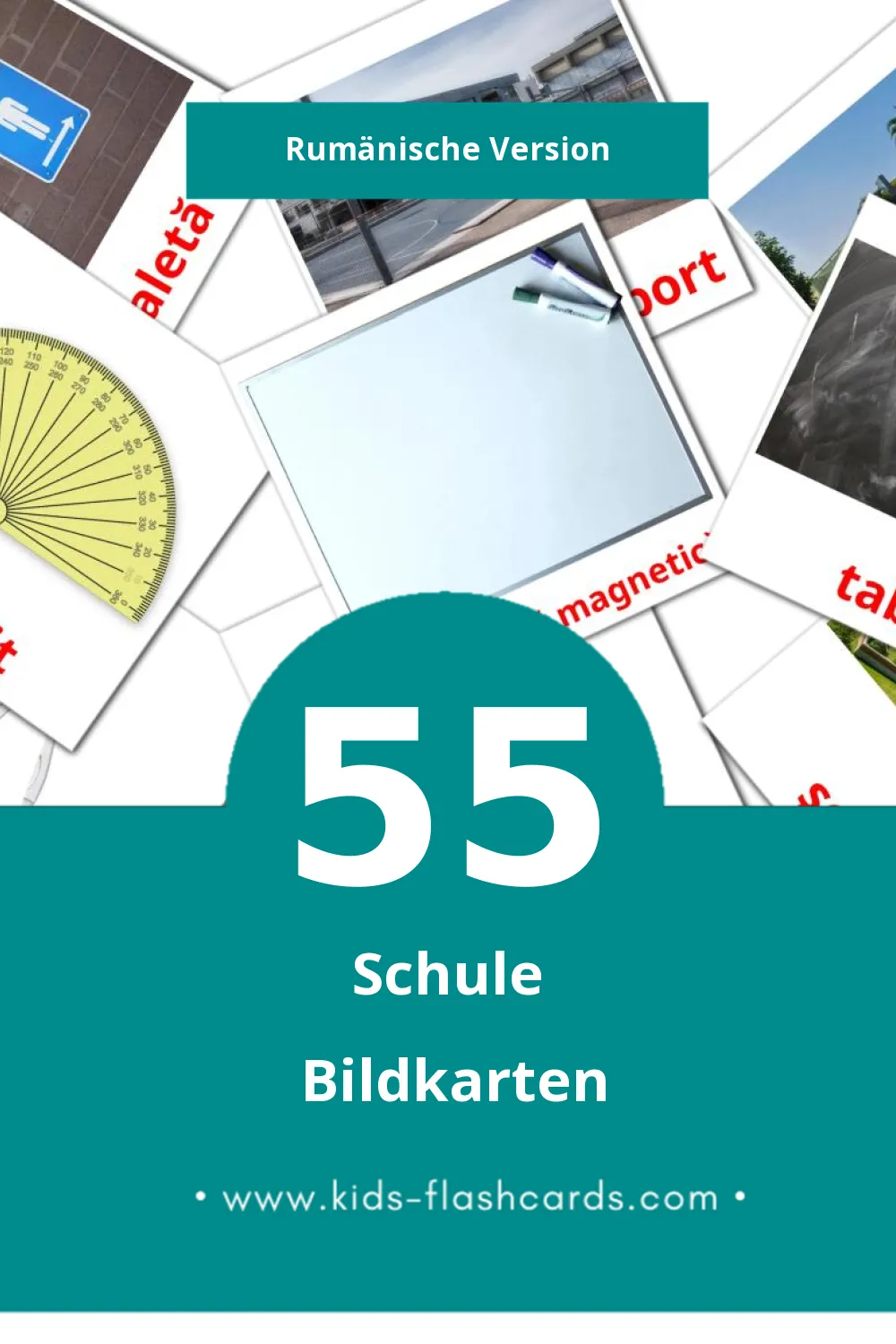 Visual Şcoală Flashcards für Kleinkinder (55 Karten in Rumänisch)