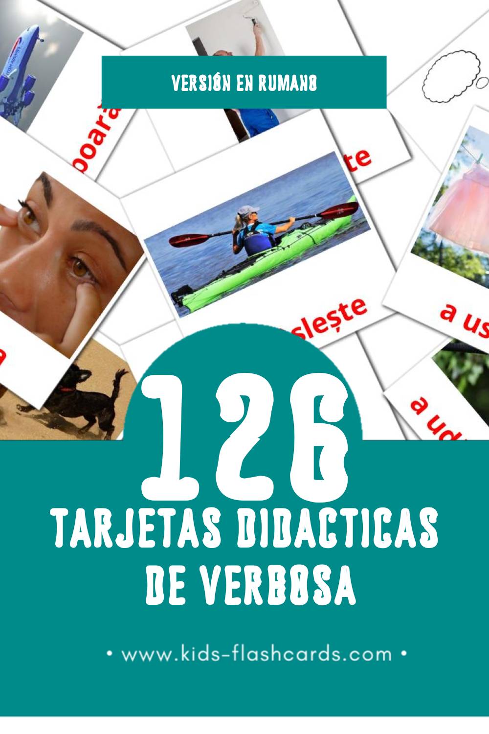 Tarjetas visuales de Verbe  para niños pequeños (126 tarjetas en Rumano)