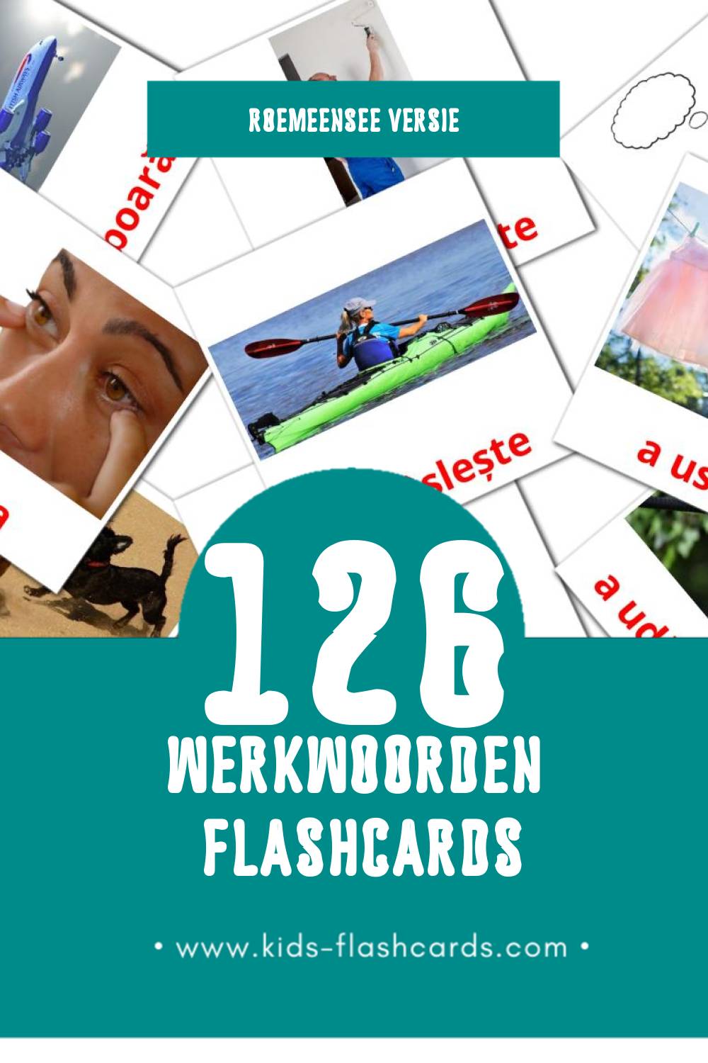 Visuele Verbe  Flashcards voor Kleuters (126 kaarten in het Roemeense)