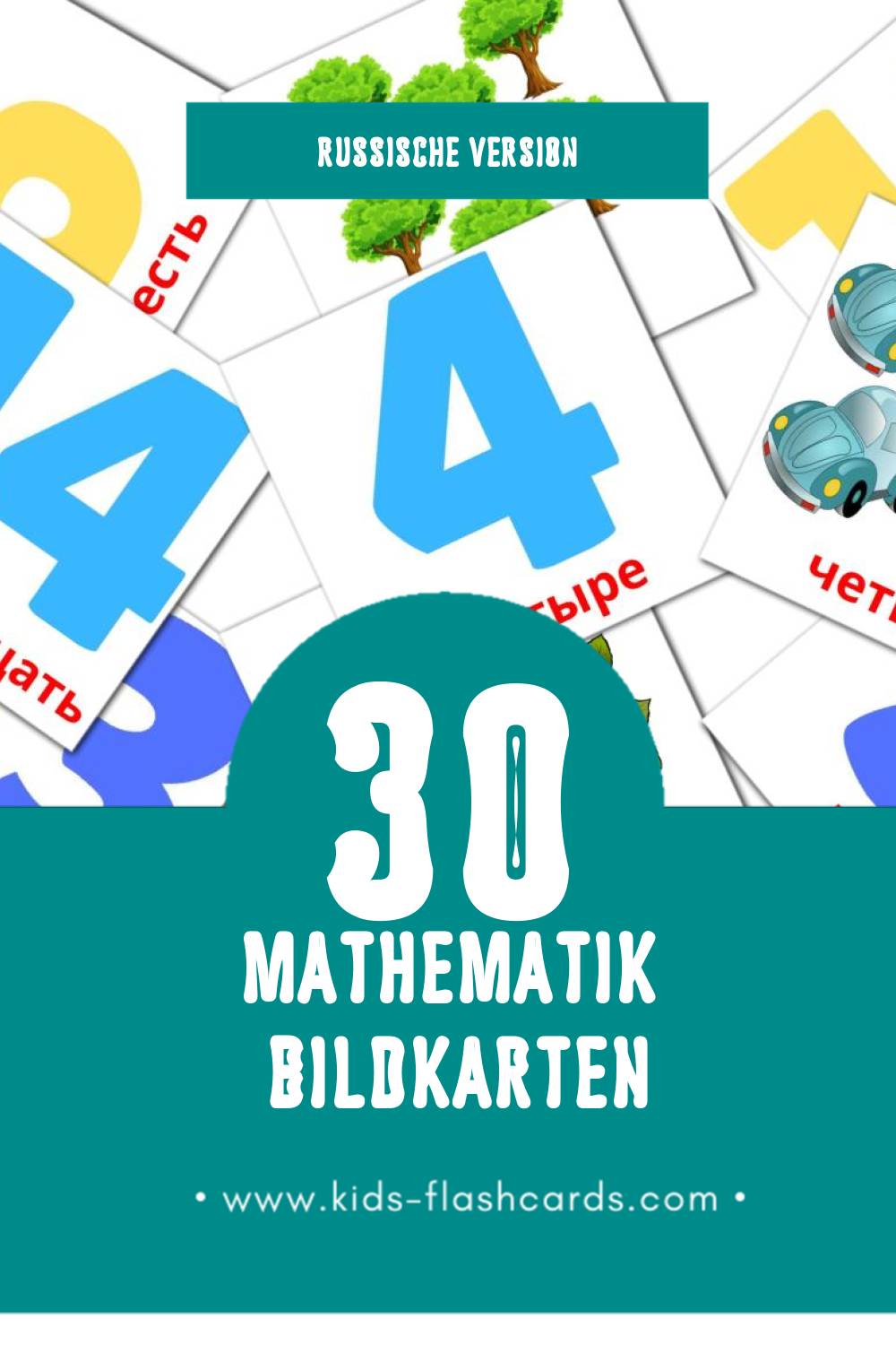 Visual Математика Flashcards für Kleinkinder (30 Karten in Russisch)
