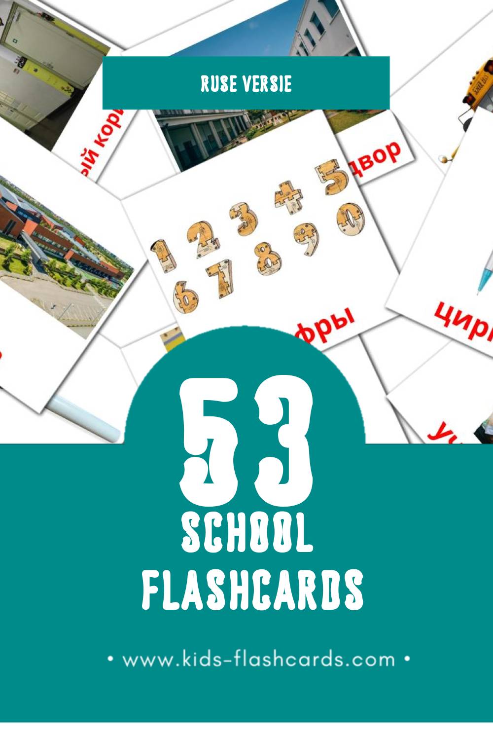 Visuele Школа Flashcards voor Kleuters (53 kaarten in het Rus)