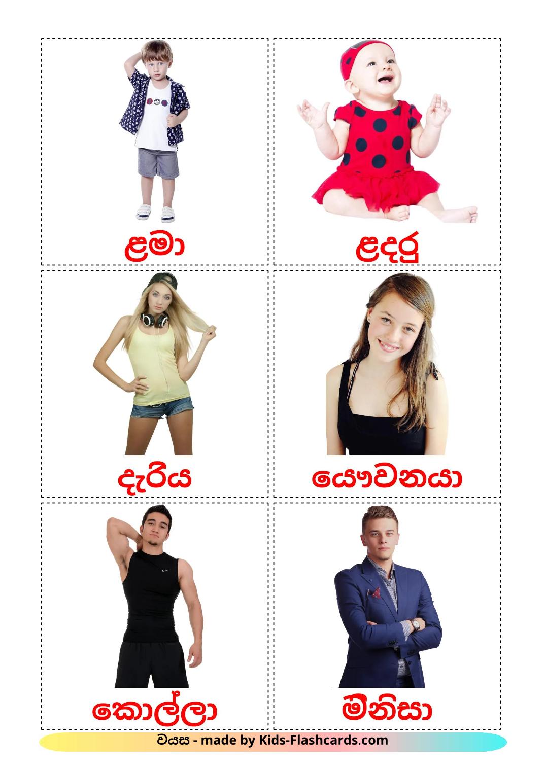 Stages - 12 Free Printable sinhala Flashcards 