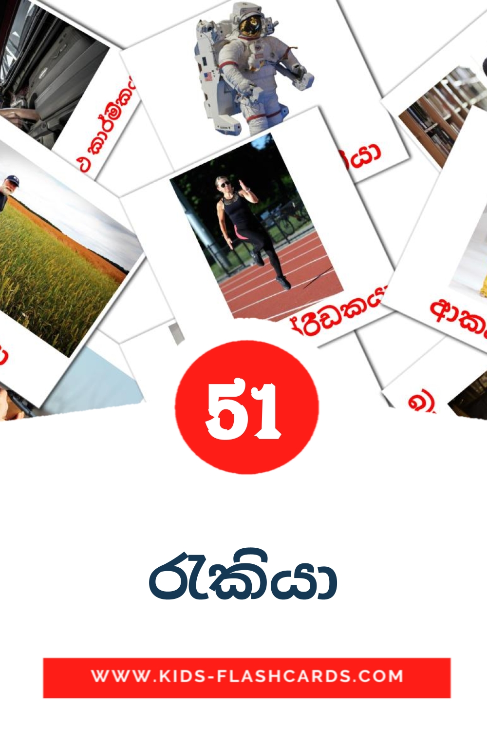 51 cartes illustrées de රැකියා pour la maternelle en cinghalais