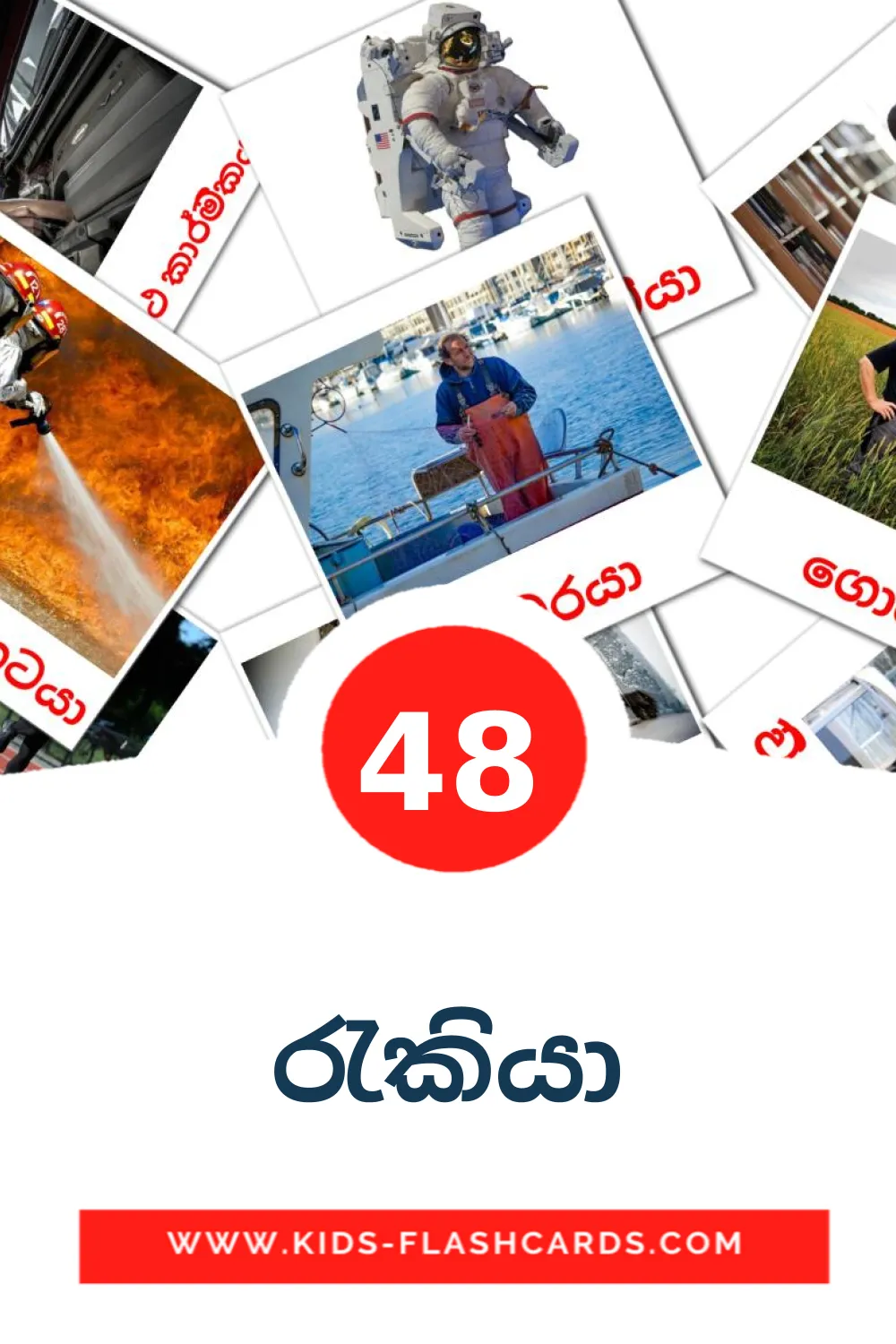 48 රැකියා Bildkarten für den Kindergarten auf Singhalesisch