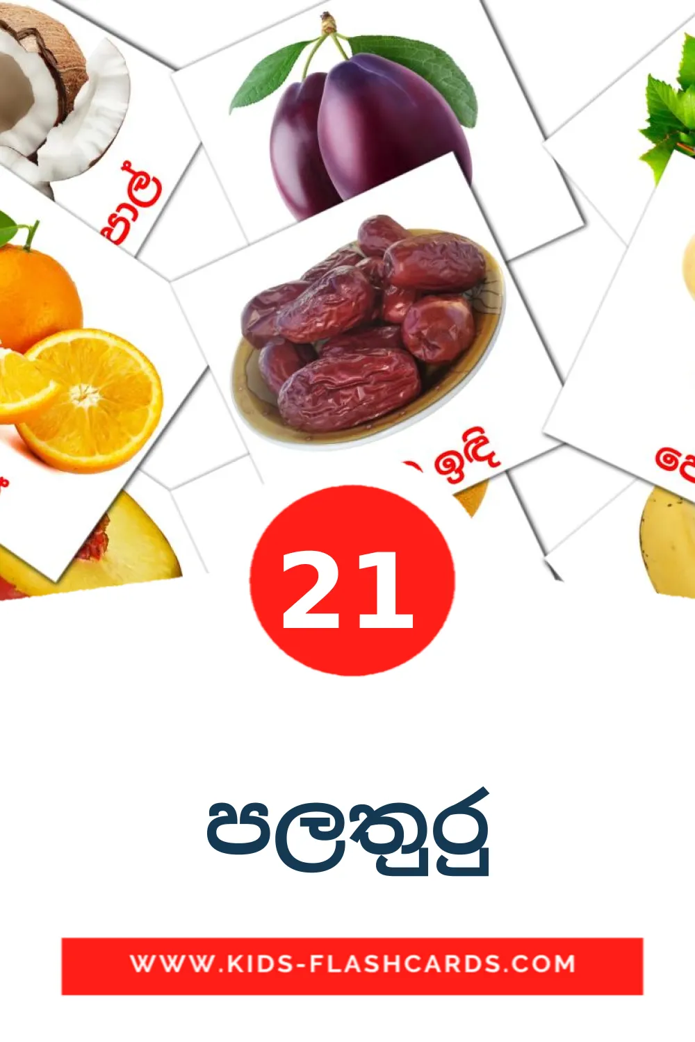 21 පලතුරු Picture Cards for Kindergarden in sinhala