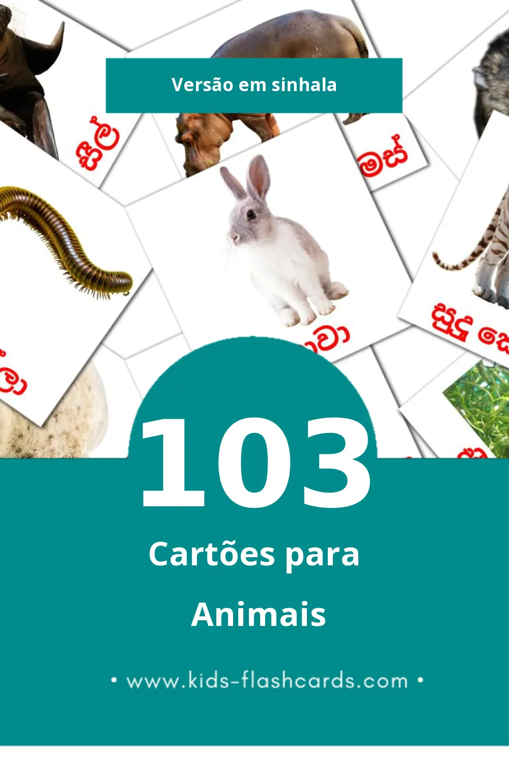 Flashcards de සතුන්  Visuais para Toddlers (103 cartões em Sinhala)