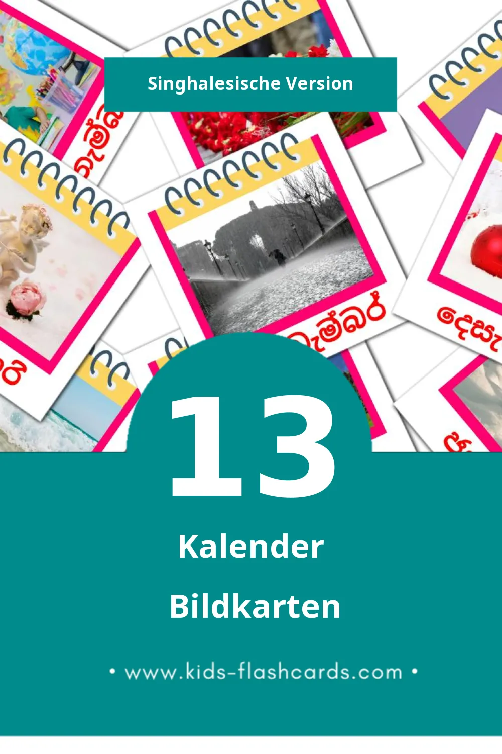 Visual දින දර්ශනය  Flashcards für Kleinkinder (13 Karten in Singhalesisch)