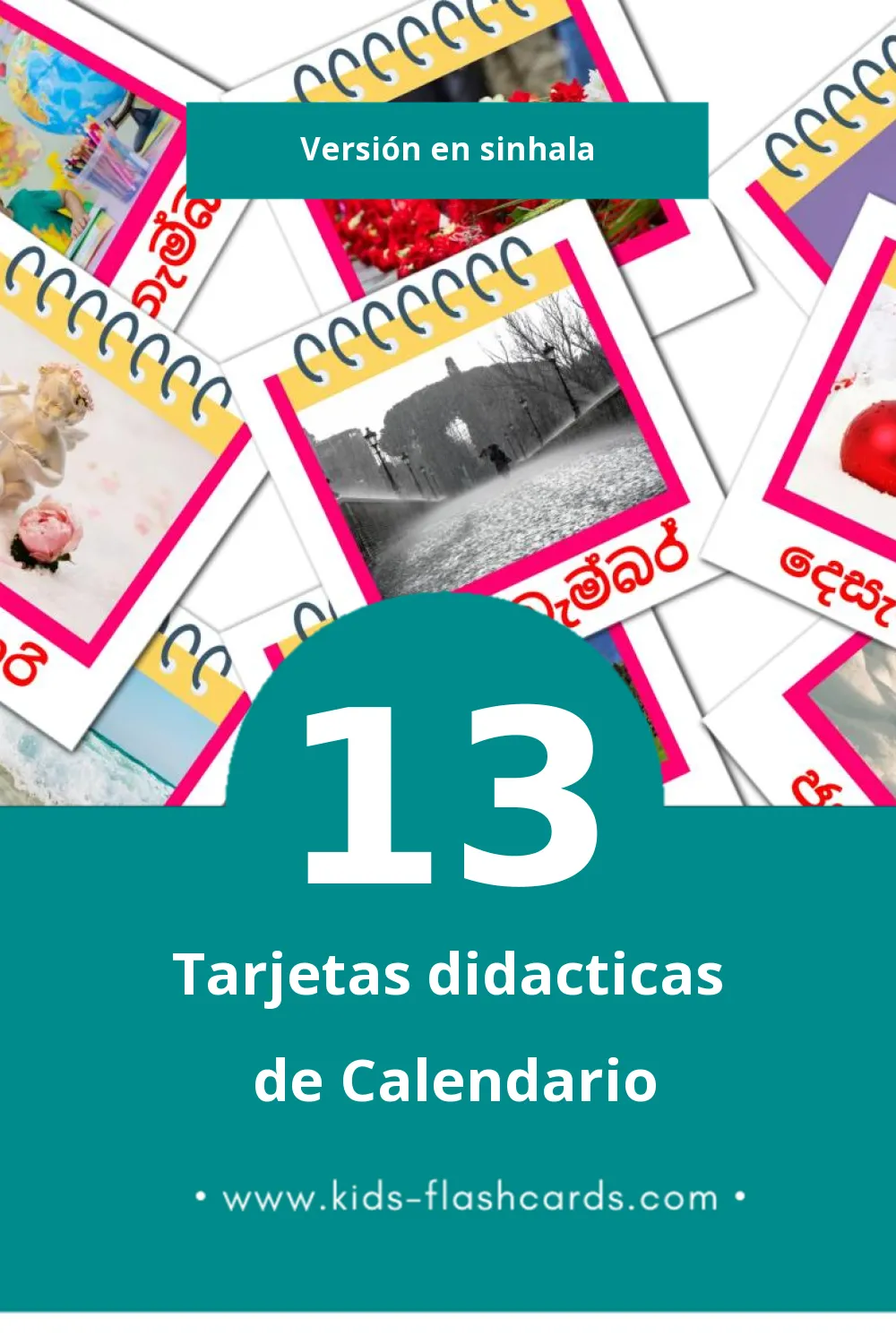 Tarjetas visuales de දින දර්ශනය  para niños pequeños (13 tarjetas en Sinhala)