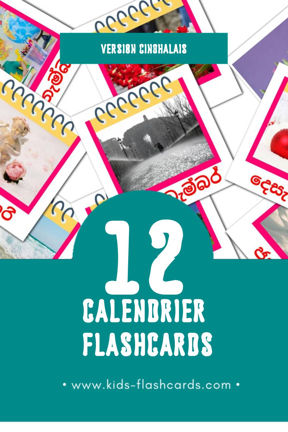 Flashcards Visual දින දර්ශනය  pour les tout-petits (12 cartes en Cinghalais)