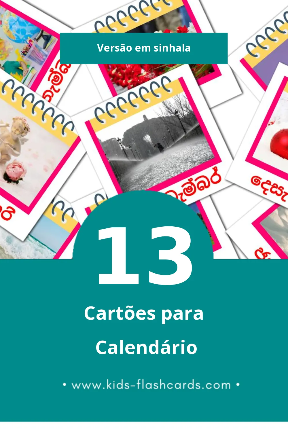 Flashcards de දින දර්ශනය  Visuais para Toddlers (13 cartões em Sinhala)