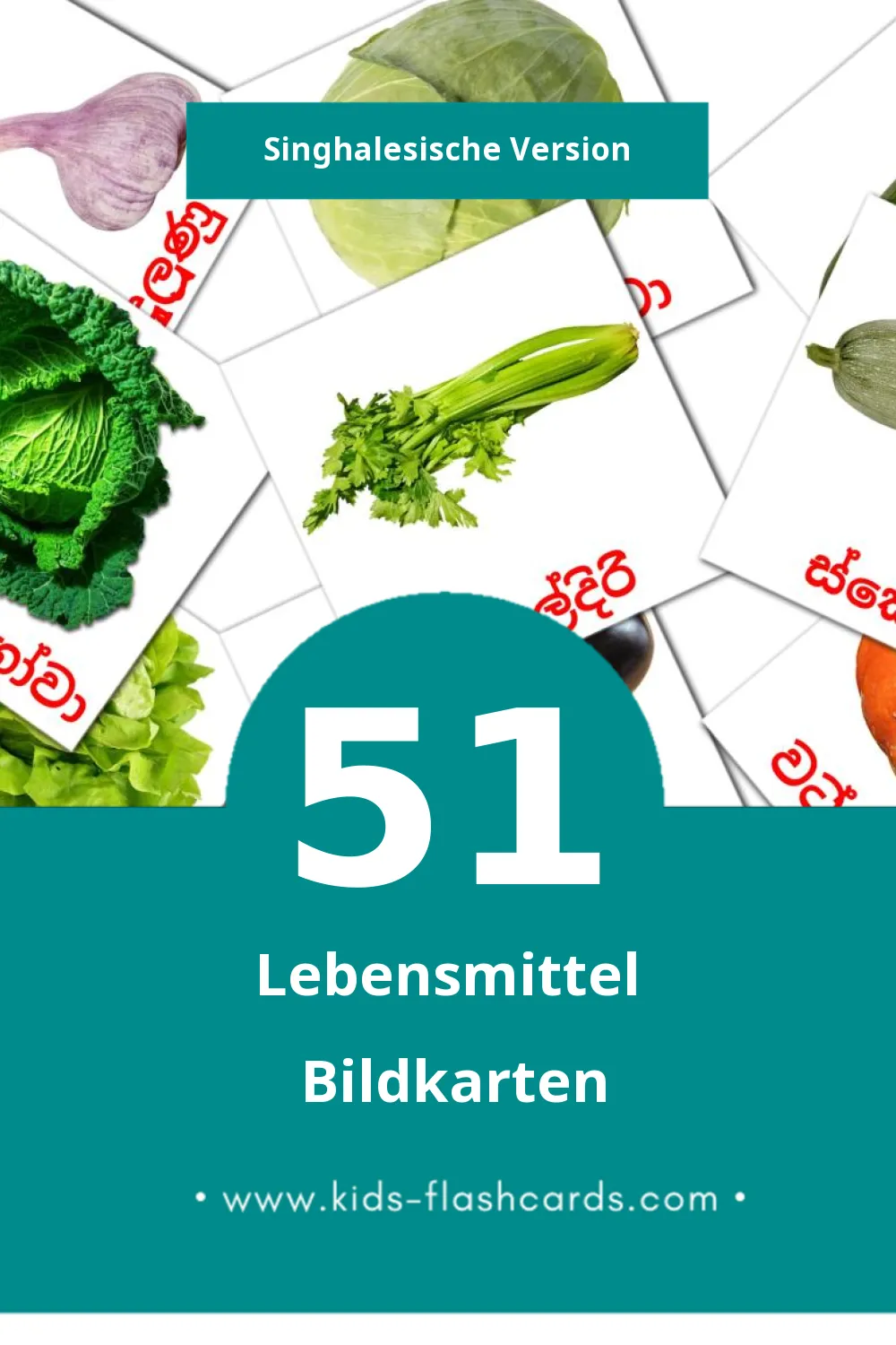 Visual ආහාර Flashcards für Kleinkinder (51 Karten in Singhalesisch)