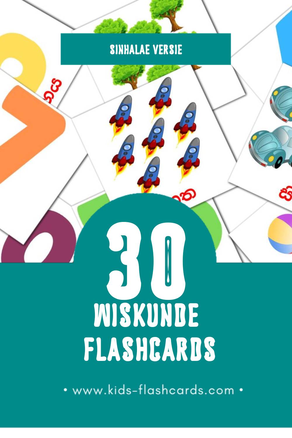 Visuele ගණිතය Flashcards voor Kleuters (30 kaarten in het Sinhala)