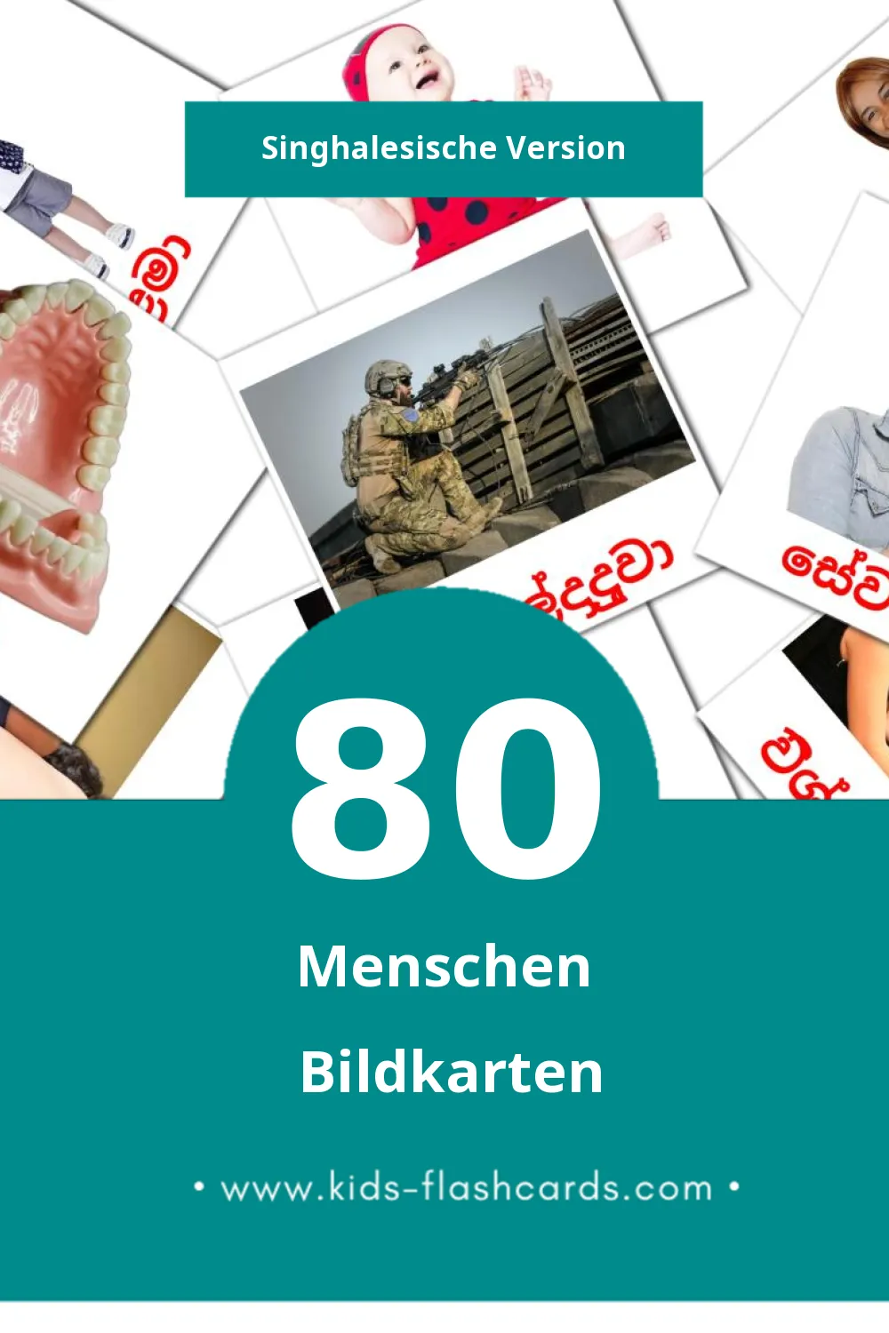 Visual මහජන Flashcards für Kleinkinder (80 Karten in Singhalesisch)