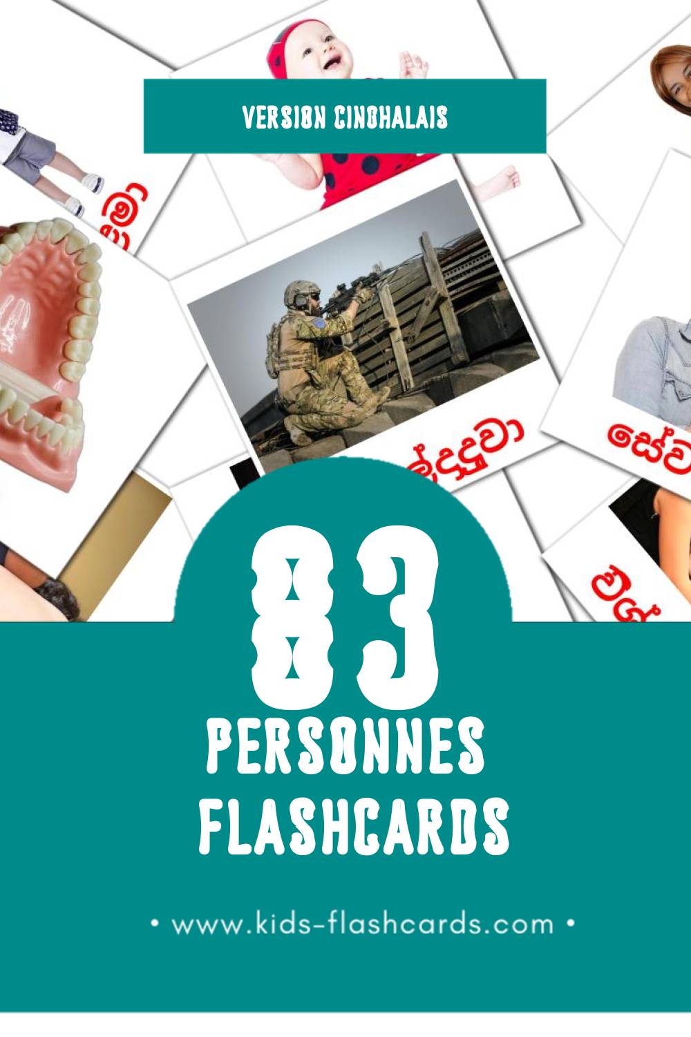 Flashcards Visual අවයව pour les tout-petits (20 cartes en Cinghalais)