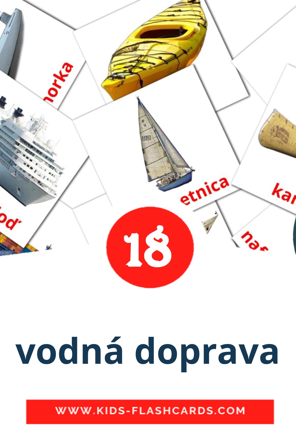 18 tarjetas didacticas de vodná doprava para el jardín de infancia en eslovaco