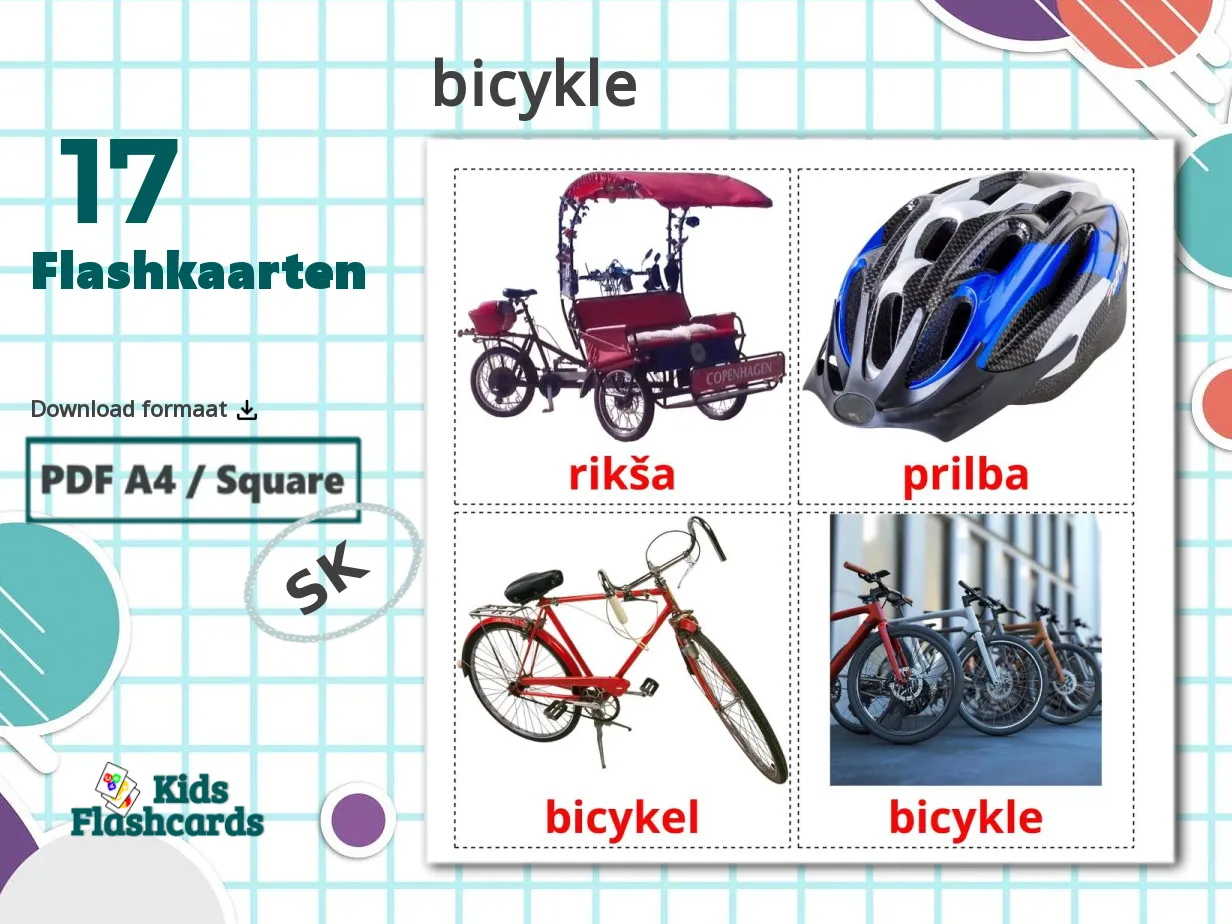 17 GRATIS Fietsentransport Flashcards in 4 PDF formaten | Slowaaks