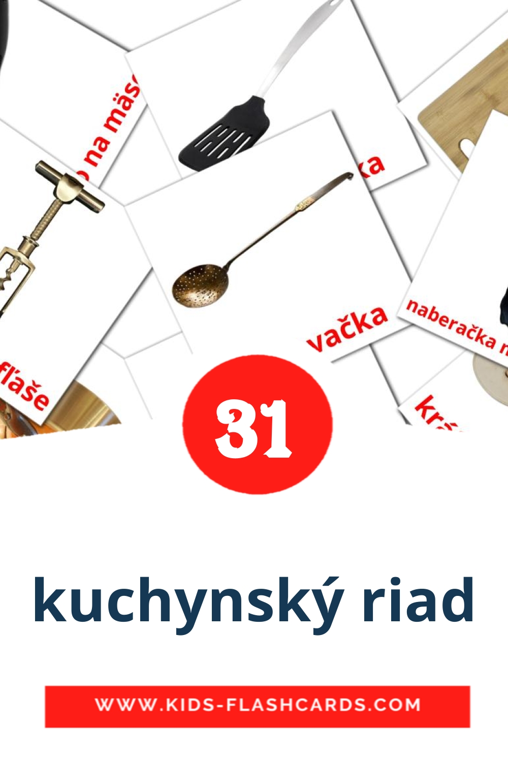 35 kuchynský riad Picture Cards for Kindergarden in slovak