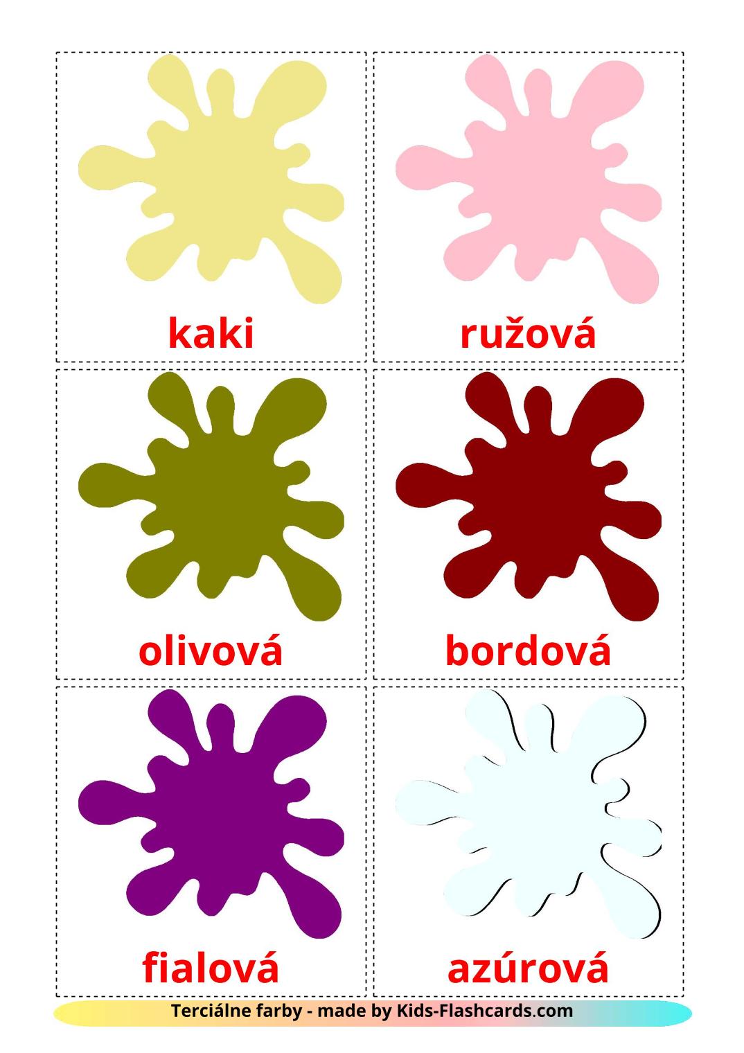 Secondary colors - 20 Free Printable slovak Flashcards 
