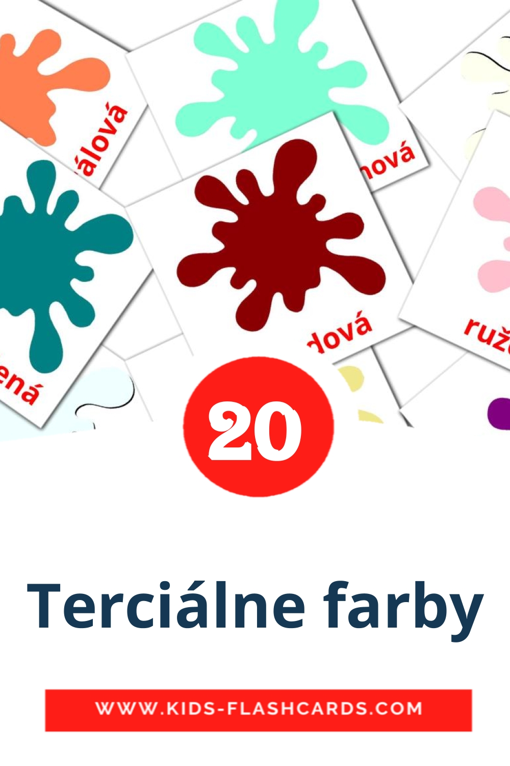 20 Terciálne farby Picture Cards for Kindergarden in slovak