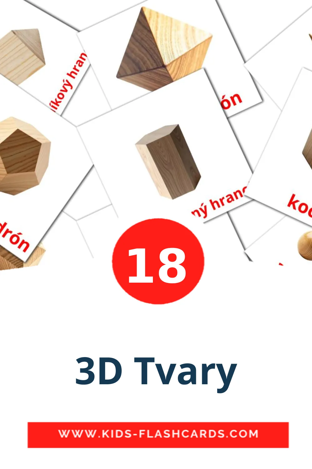 18 tarjetas didacticas de 3D Tvary para el jardín de infancia en eslovaco