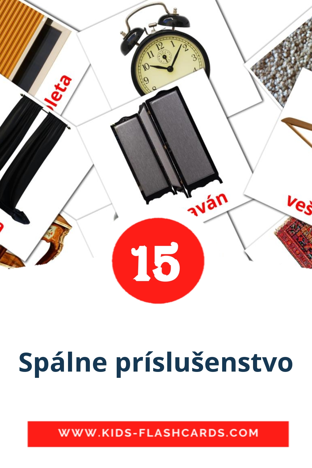 18 cartes illustrées de Spálne príslušenstvo pour la maternelle en slovaque