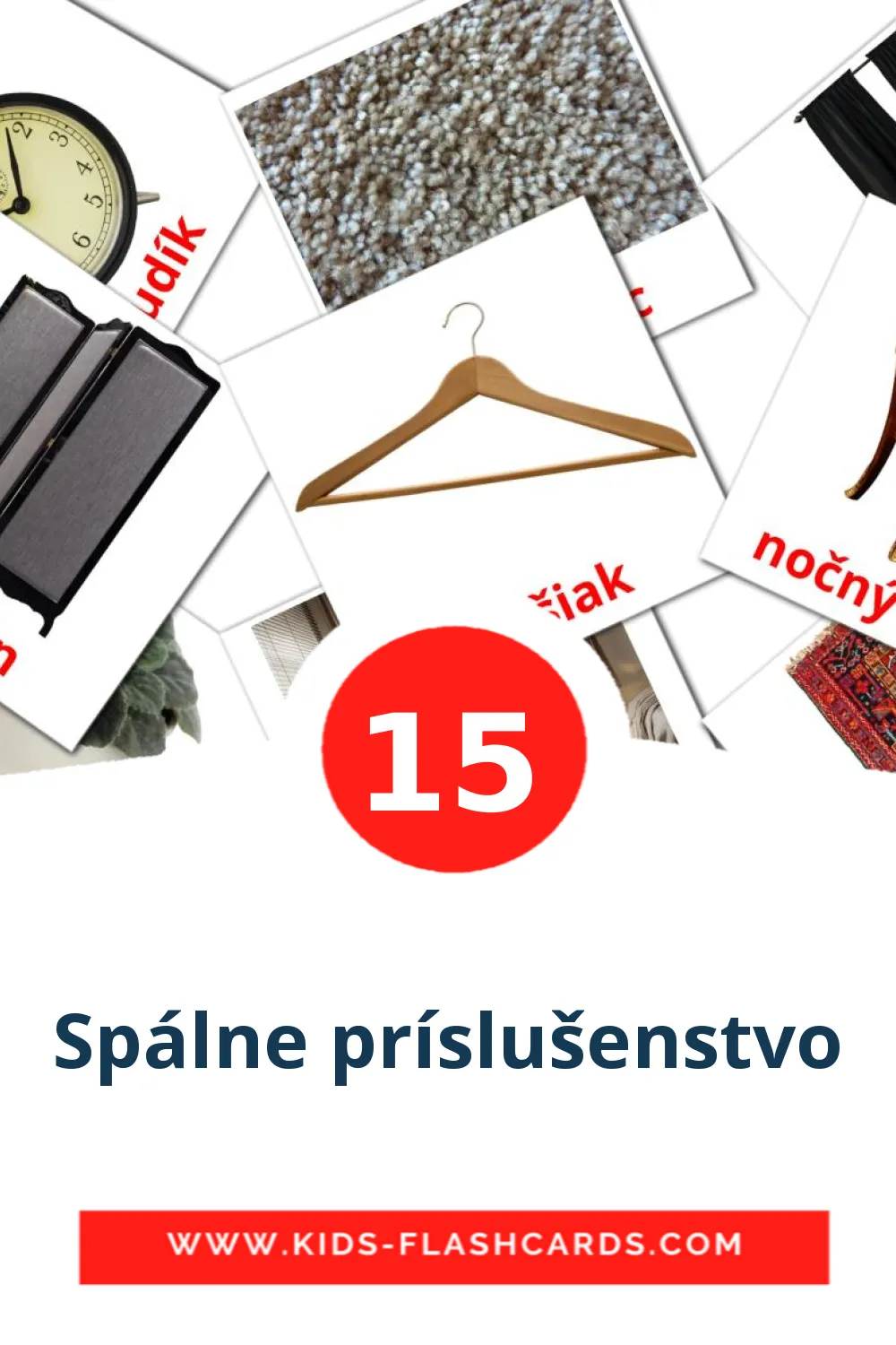 15 cartes illustrées de Spálne príslušenstvo pour la maternelle en slovaque