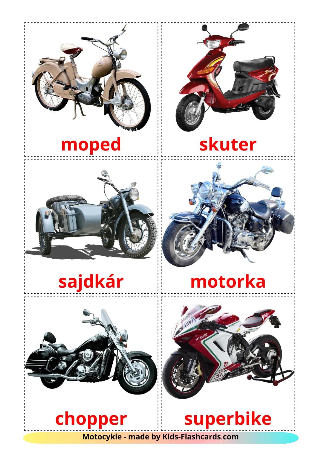 Motocicletas - 13 fichas de eslovaco para imprimir gratis 