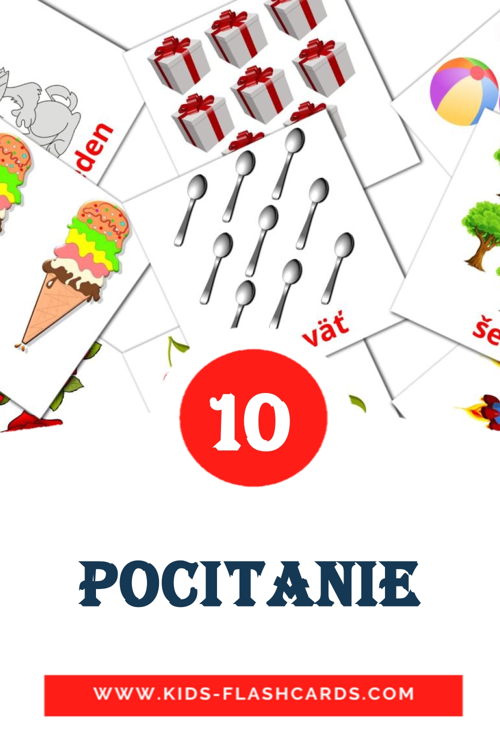 10 carte illustrate di Pocitanie per la scuola materna in slovacco