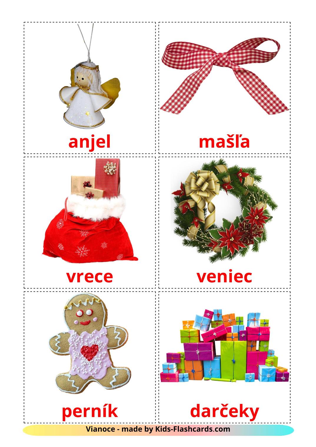 Christmas - 28 Free Printable slovak Flashcards 