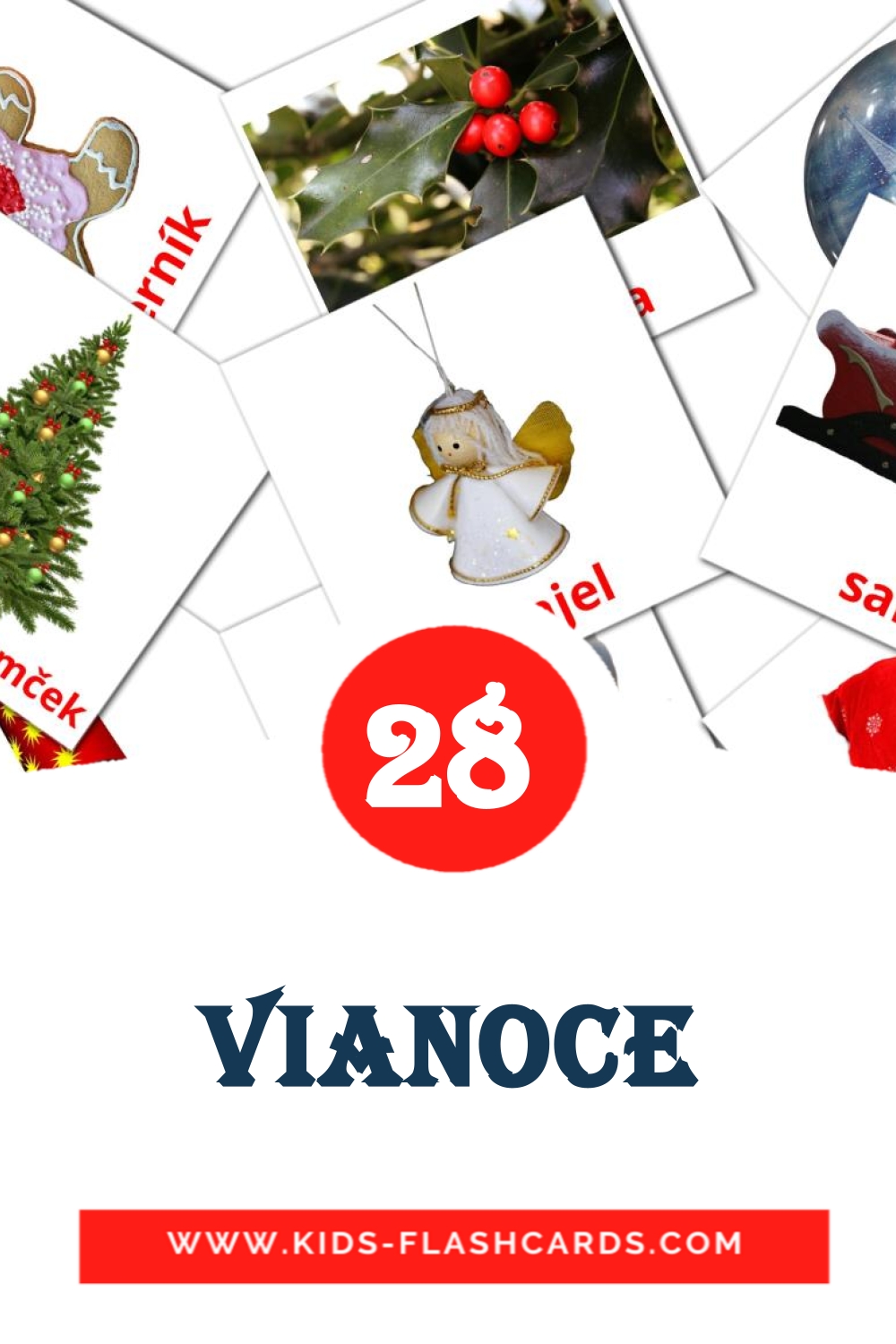 28 cartes illustrées de Vianoce pour la maternelle en slovaque