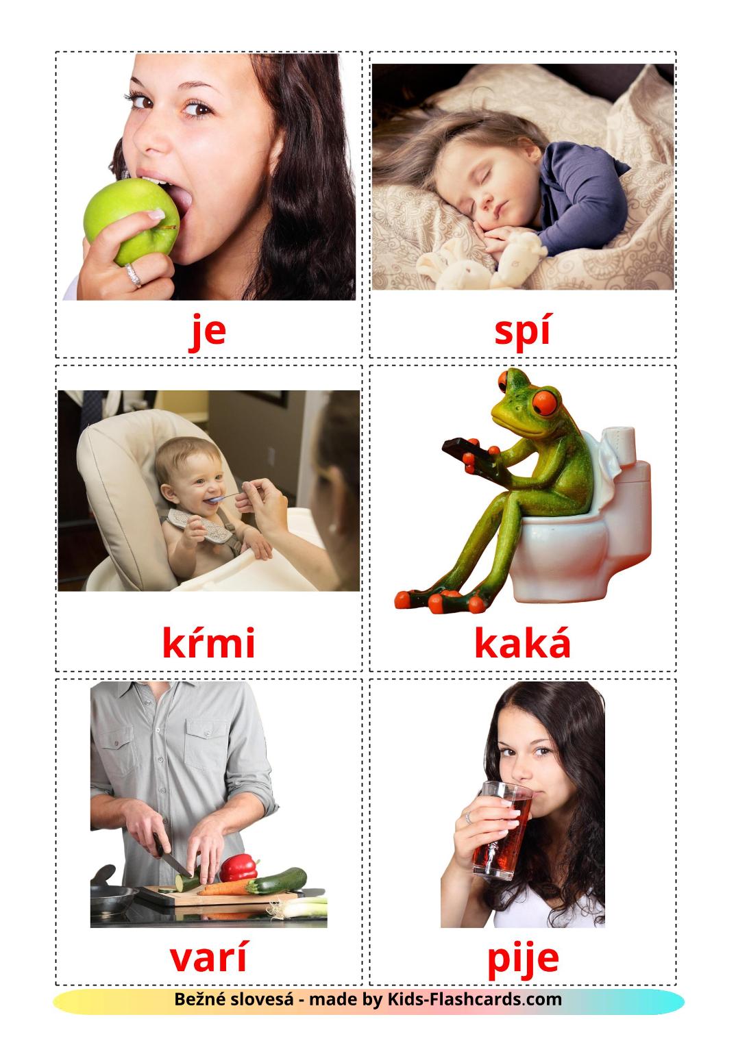 Routine verbs - 33 Free Printable slovak Flashcards 