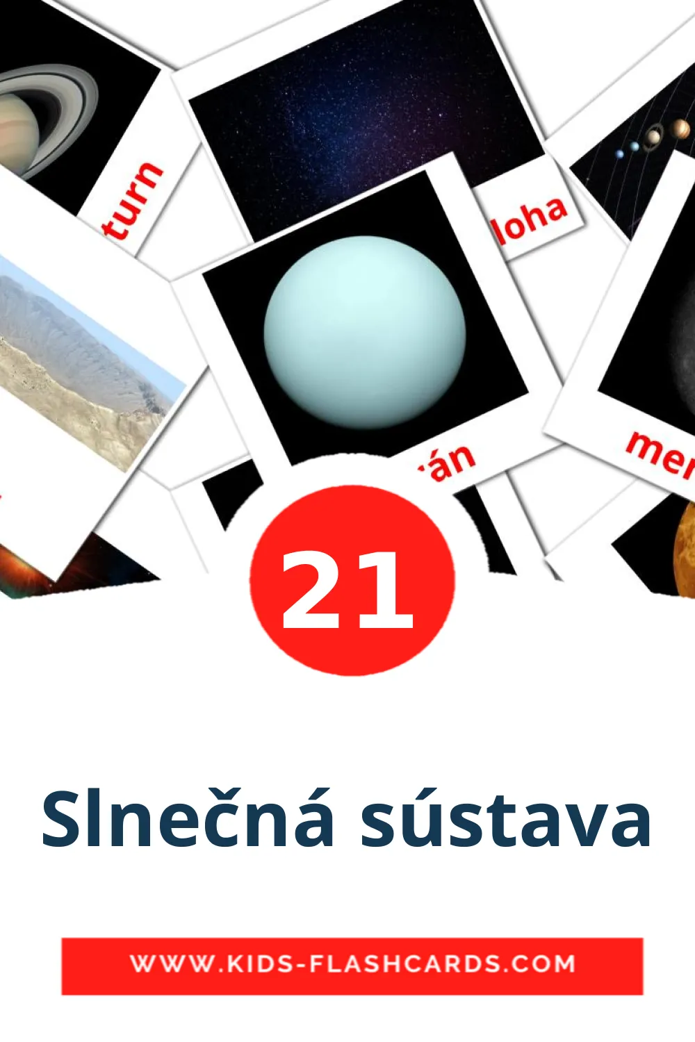 21 Slnečná sústava Picture Cards for Kindergarden in slovak