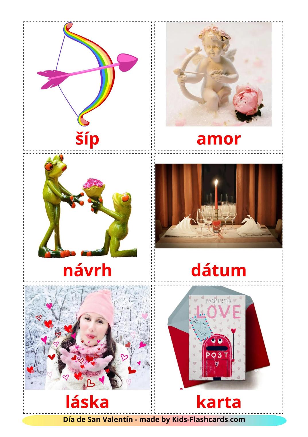 Valentinstag - 19 kostenlose, druckbare Slowakisch Bildkarten 