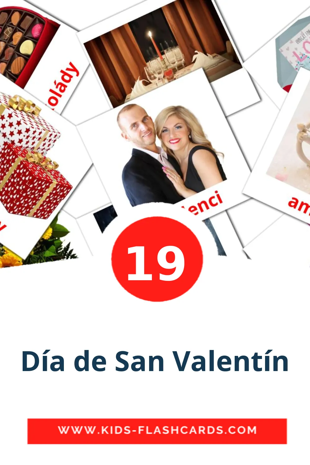 19 Día de San Valentín Bildkarten für den Kindergarten auf Slowakisch
