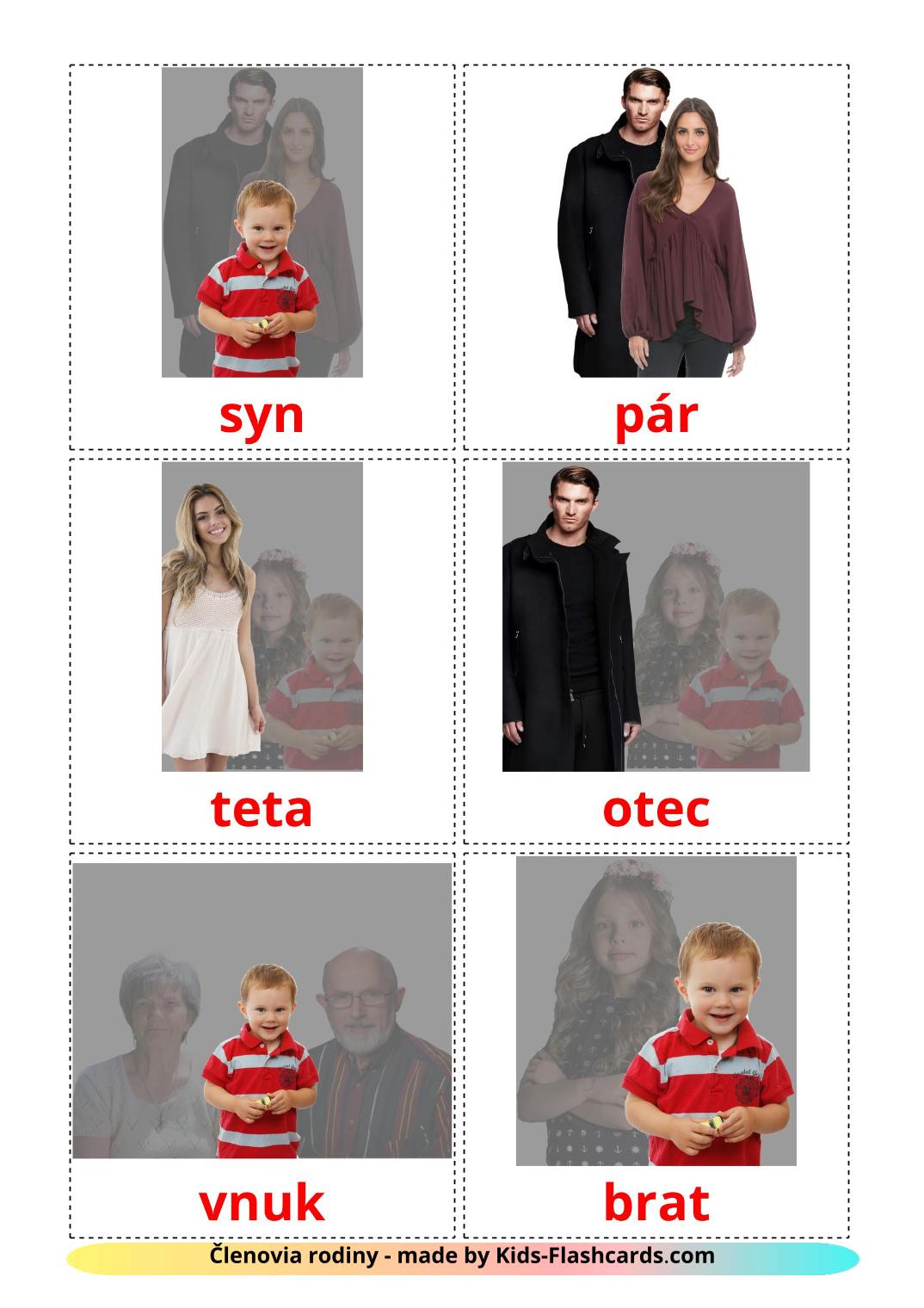 Membros da família - 32 Flashcards slovakes gratuitos para impressão