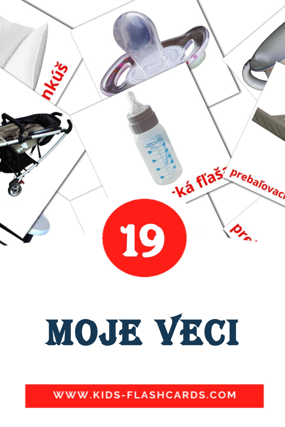 19 cartes illustrées de Moje veci pour la maternelle en slovaque