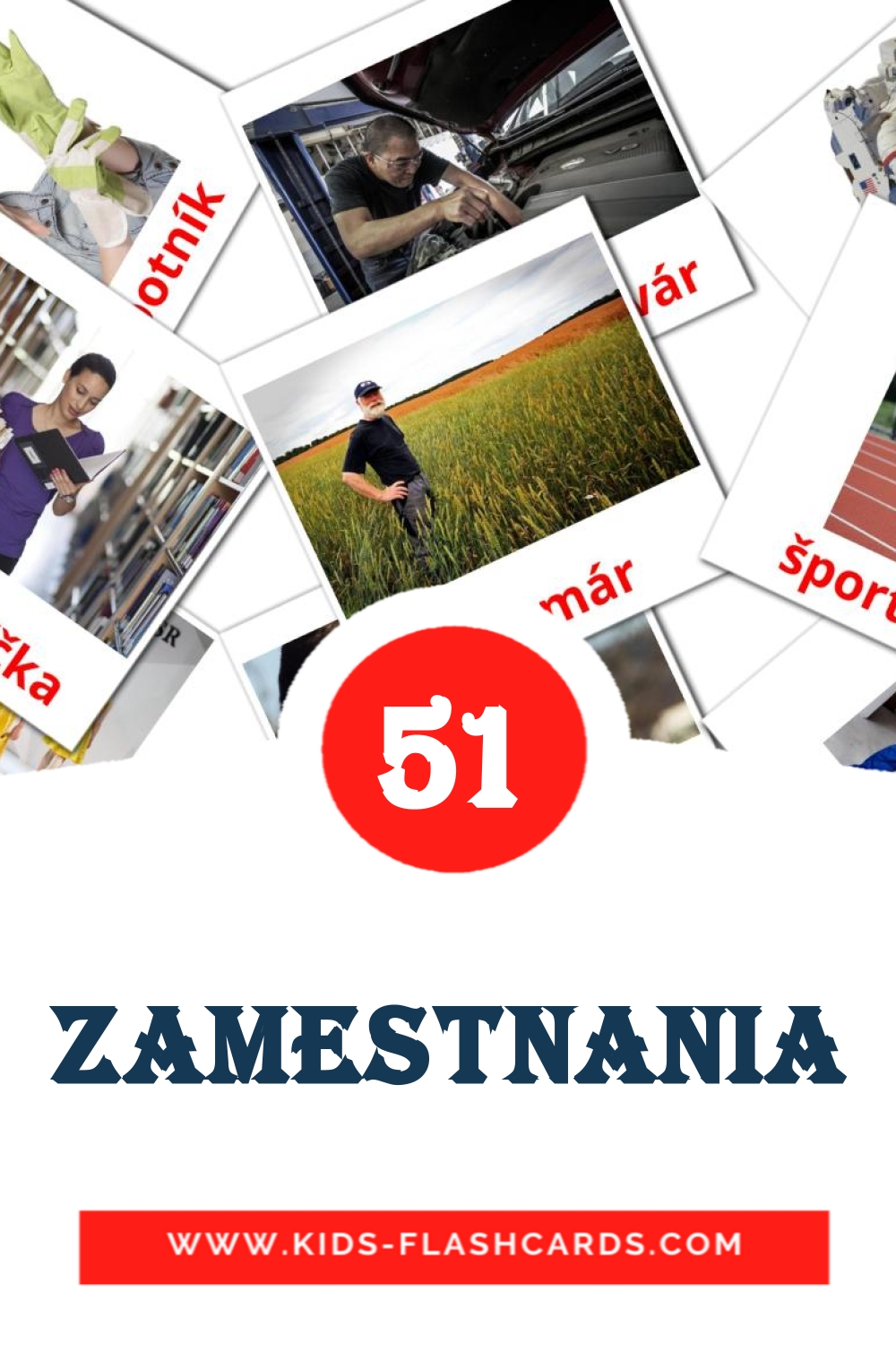 51 Zamestnania Picture Cards for Kindergarden in slovak
