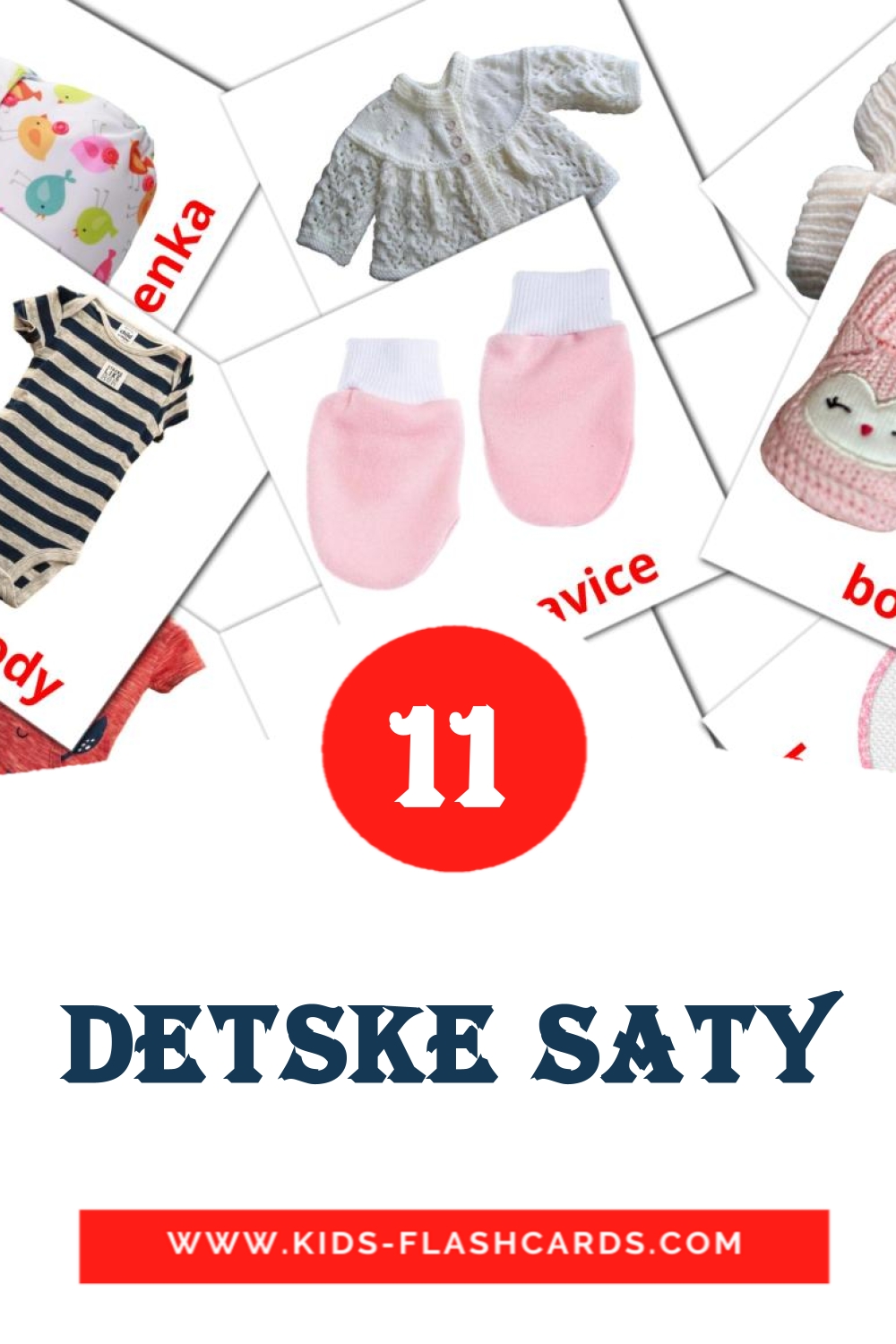 12 cartes illustrées de Detske saty pour la maternelle en slovaque