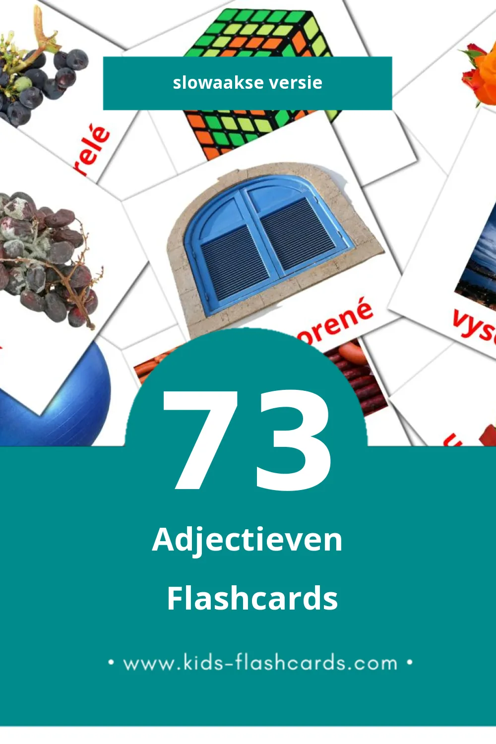 Visuele Prídavné mená Flashcards voor Kleuters (73 kaarten in het Slowaaks)