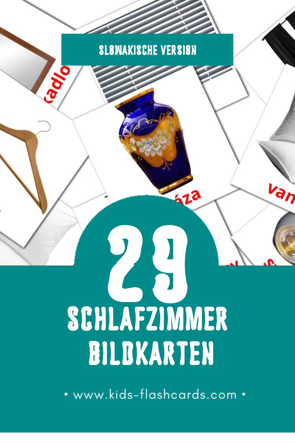 Visual Spálne Flashcards für Kleinkinder (29 Karten in Slowakisch)