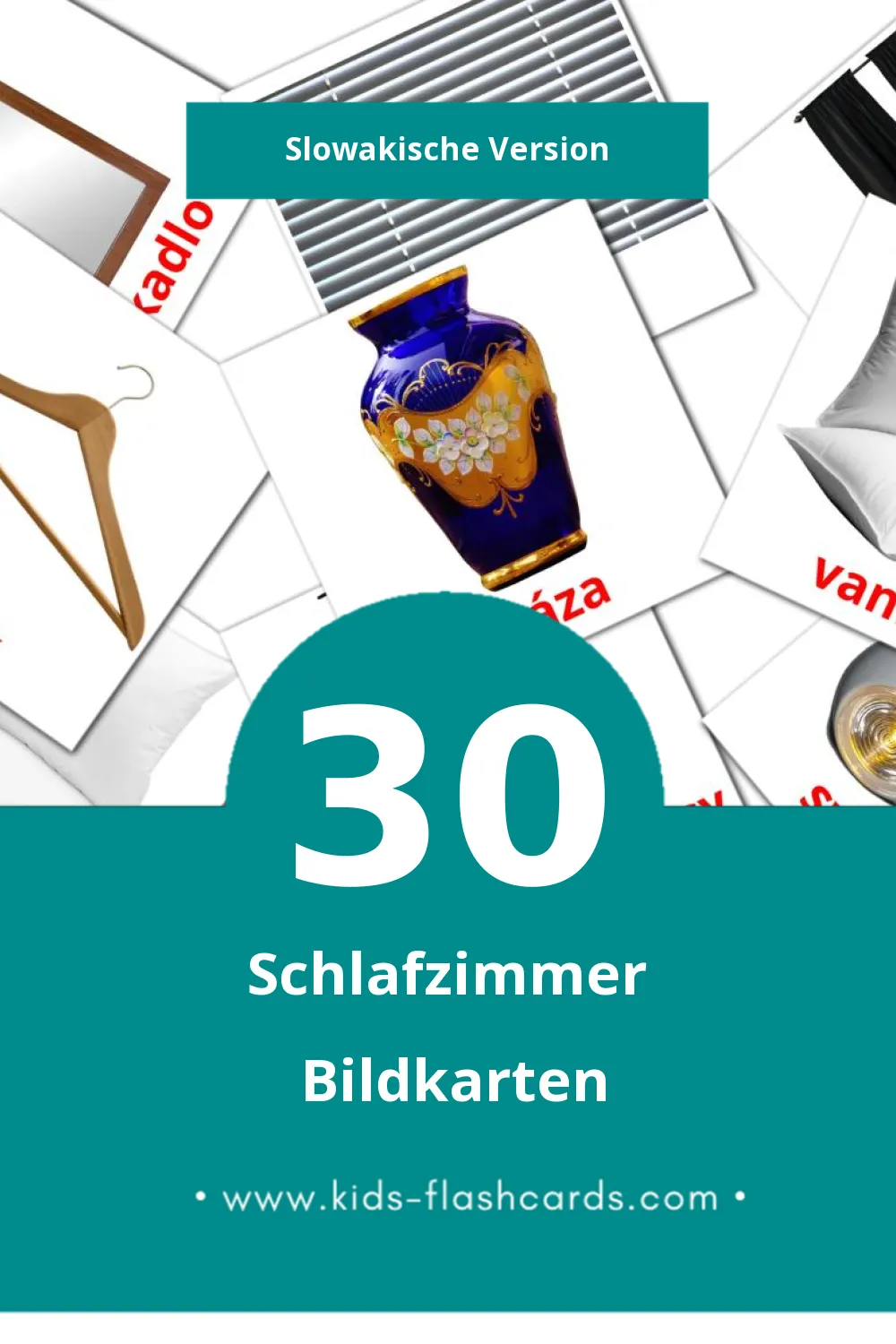 Visual Spálne Flashcards für Kleinkinder (30 Karten in Slowakisch)